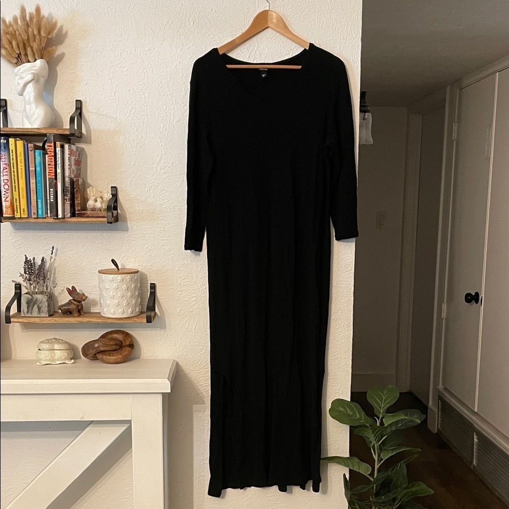 Eileen Fisher Elegant Black Long Sleeve Dress Size Large